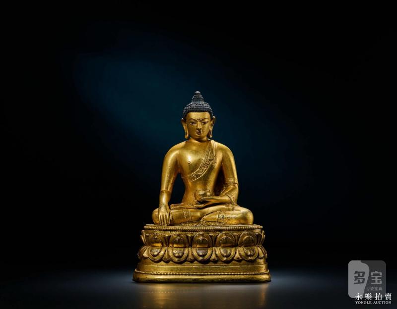 18世纪 （蒙古扎纳巴扎尔风格）铜鎏金释迦牟尼 - 图2